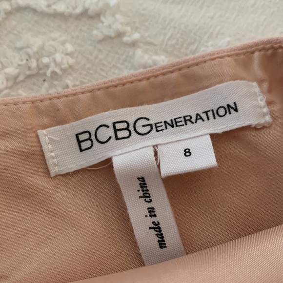 BCBG SLEEVELESS PINK FIT AND FLARE DRESS WITH LACE BACK - Picture 7 of 8